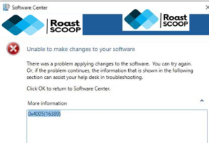 SCCM Error 0x4005(16389)