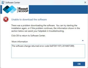 SCCM Error 0x87D01107(-2016407289)