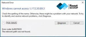 Windows Error Code 0x80070035