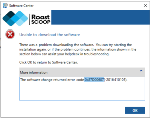 SCCM Error 0x87D00607