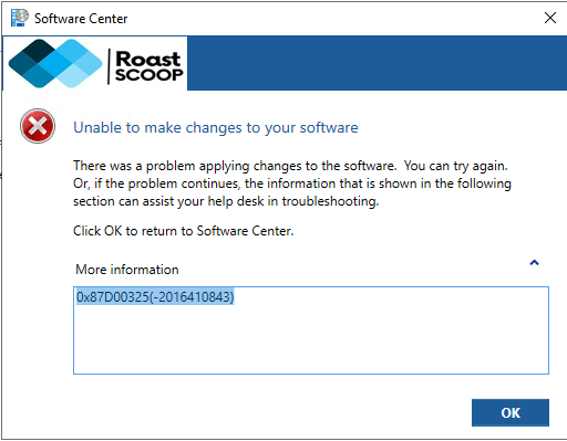 SCCM error code 0x87D00325(-2016410843)