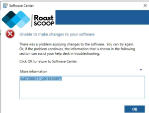 SCCM Error 0x87D00317(-2016410857)