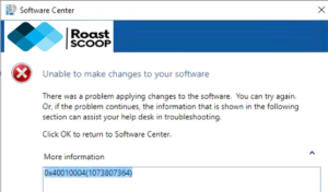 SCCM Error 0x40010004