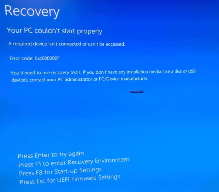 Windows 10 Error Code 0xc000000f | PC Could not start properly